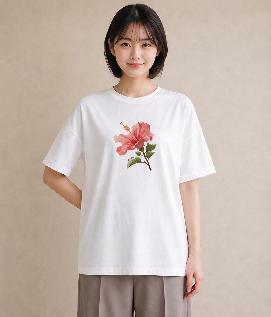 プリントTシャツ レディース カーネーション 花 花柄 イラスト ゆるコーデ 帰省 ラフ 白T