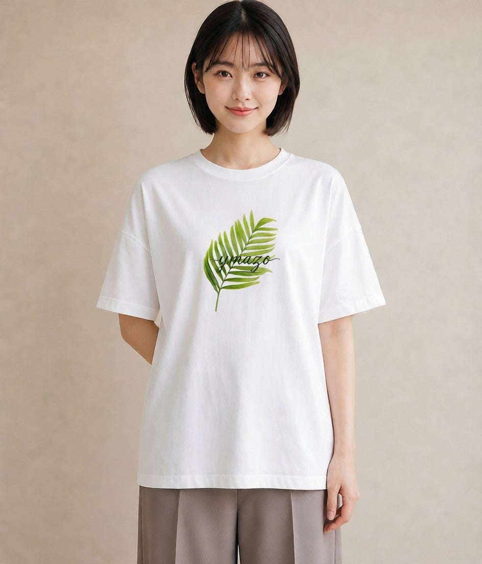 デザインTシャツ レディース シダ 植物 ボタニカル イラスト 北欧風 散歩 お出かけ 白T