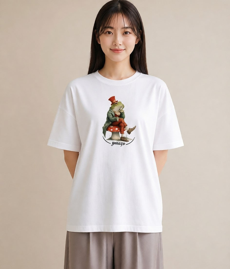 プリントTシャツ レディース カエル ペット 動物 イラスト 上品 部屋着 女性向けギフト 白T