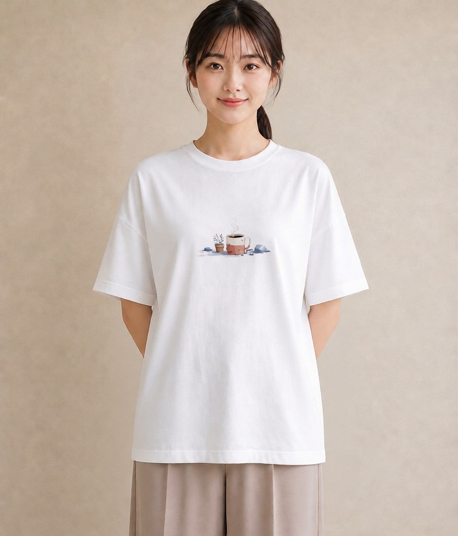 Tシャツ レディース 雨上がりのベンチ ベンチ ナチュラル アンティーク イラスト 週末コーデ 敬老の日 白T