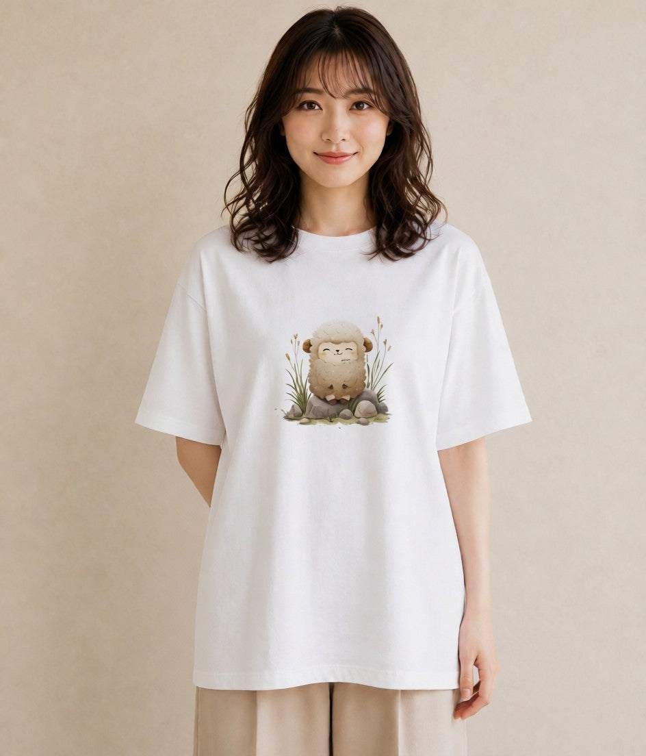 グラフィックTシャツ レディース ひつじ 動物 アニマル イラスト シック 送別ギフト 通勤 白T