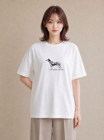 半袖Tシャツ レディース ダルメシアン 犬 いぬ イラスト フェミニン お出かけ 普段着 白T
