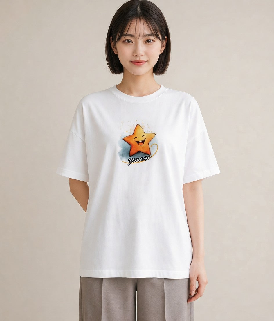 デザインTシャツ レディース 流れ星 星空 宇宙 イラスト カフェコーデ お出かけ 普段着 白T