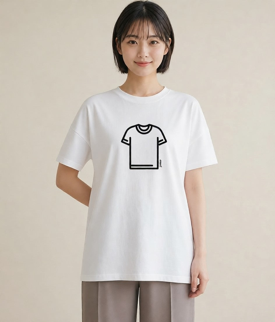 Tシャツ レディース パールピアス アクセサリー ナチュラル アンティーク イラスト ユニーク 休日 ペアコーデ 白T