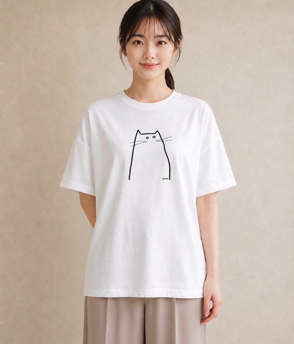 プリントTシャツ レディース 猫 ねこ ネコ イラスト きれいめ 敬老の日 ホワイトデー 白T