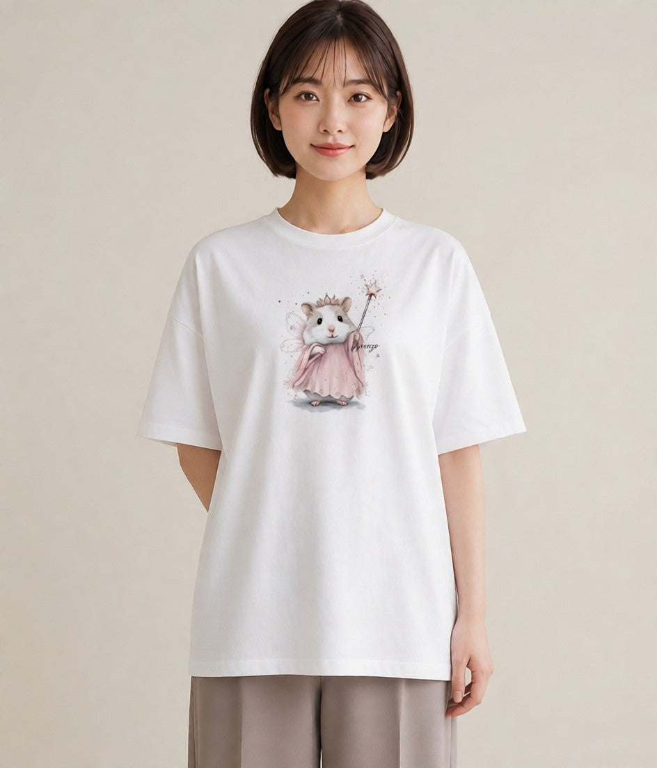Tシャツ レディース ゴールデンハムスター ペット 動物 イラスト 休日コーデ 通勤 在宅 白T