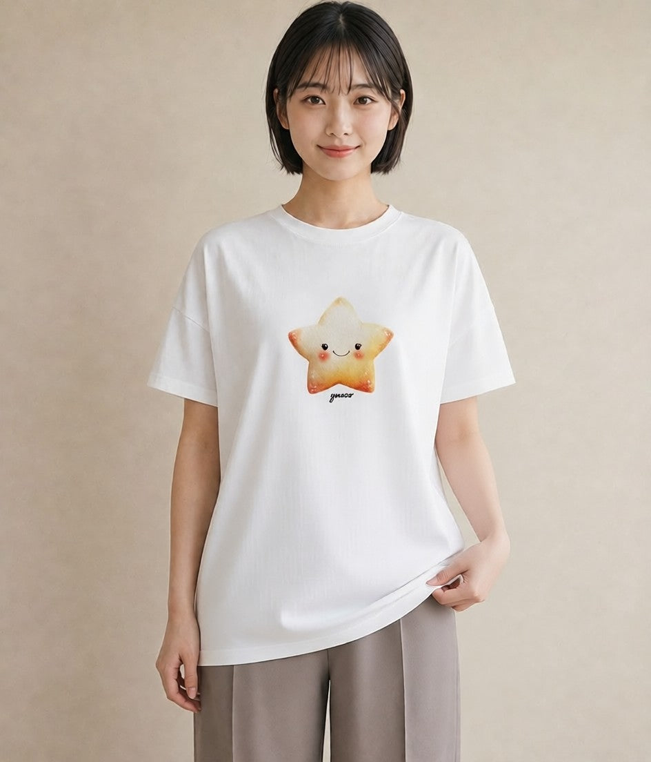 グラフィックTシャツ レディース スター 星空 宇宙 イラスト 普段使い カフェ巡り 女子会 白T