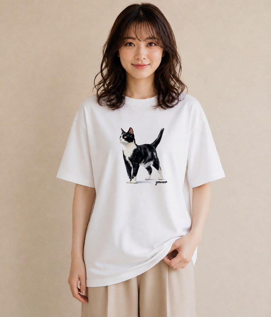 Tシャツ レディース アビシニアン 猫 ねこ イラスト ラフカジュアル 春コーデ 姉妹 白T