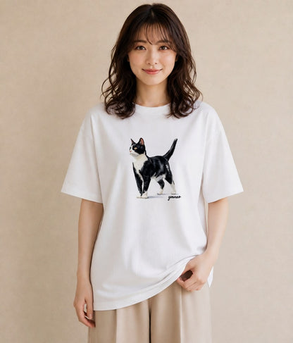 Tシャツ レディース アビシニアン 猫 ねこ イラスト ラフカジュアル 春コーデ 姉妹 白T
