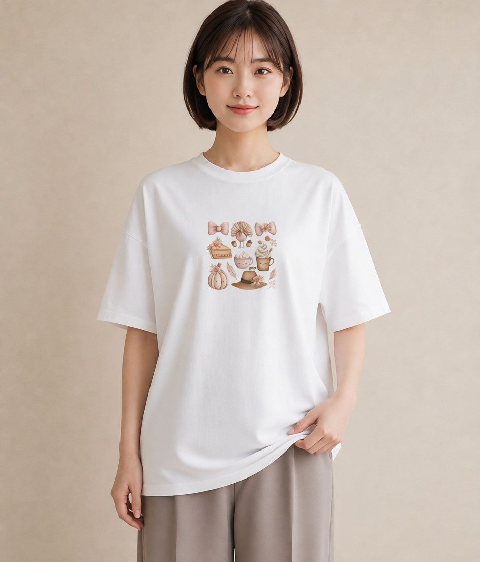Tシャツ レディース 実り 植物 ボタニカル イラスト 普段使い デート 帰省 白T