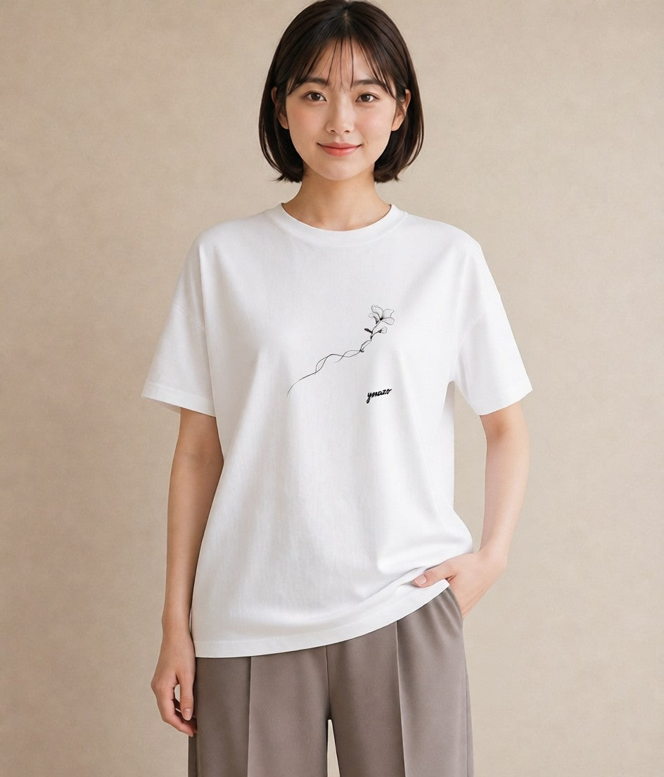 グラフィックTシャツ レディース さくら 桜 桜の枝 イラスト ラフカジュアル 旅行用 海 白T