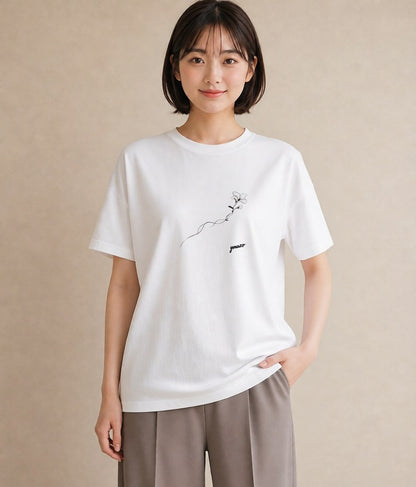 グラフィックTシャツ レディース さくら 桜 桜の枝 イラスト ラフカジュアル 旅行用 海 白T