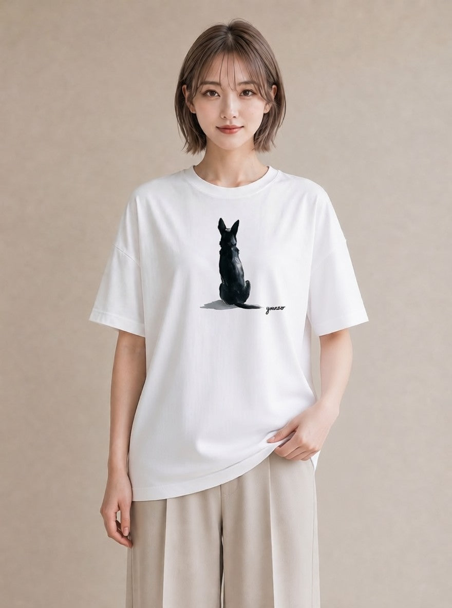デザインTシャツ レディース 老犬 犬 いぬ イラスト モード お揃い 親子 白T