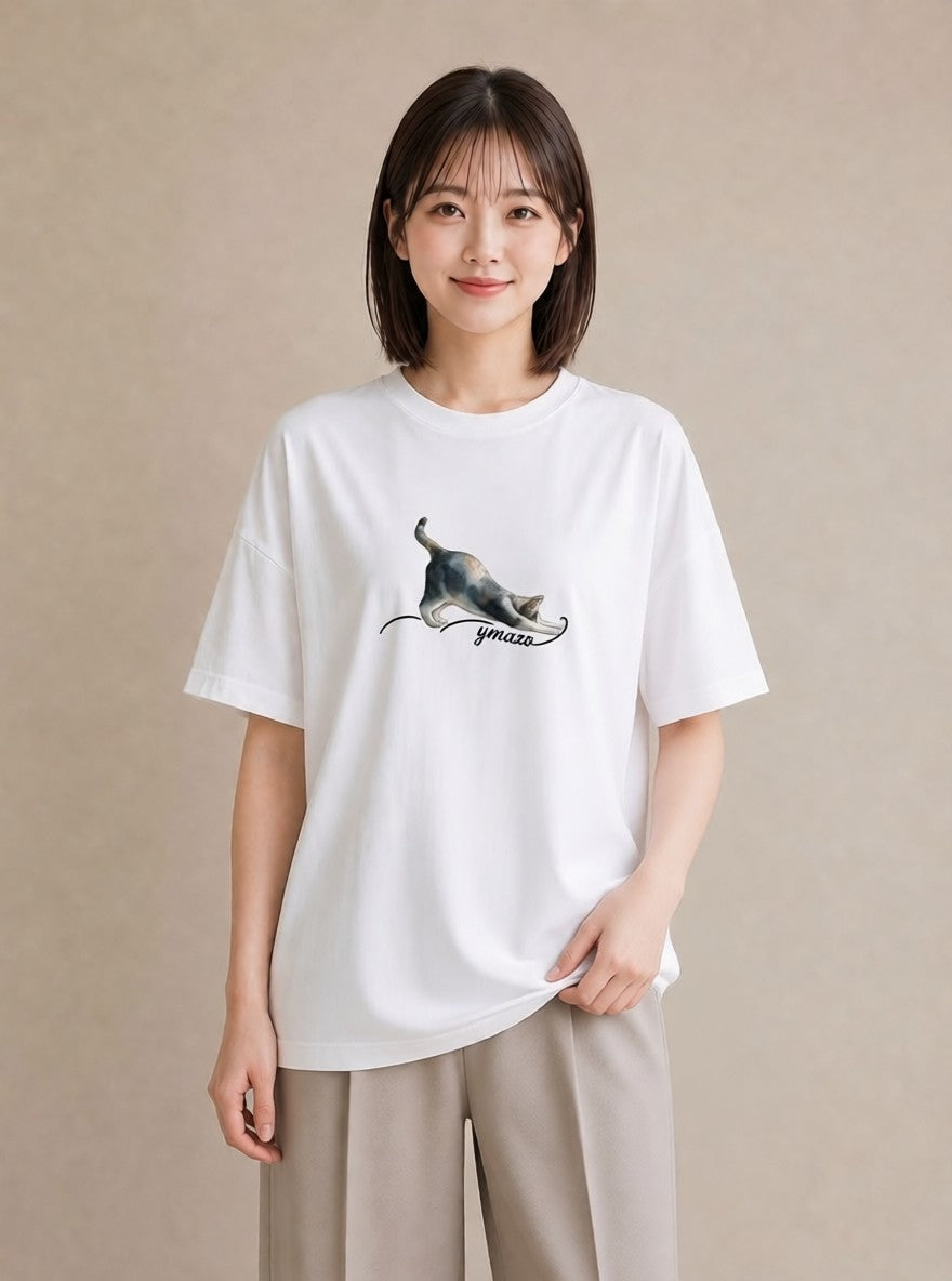 プリントTシャツ レディース サバトラ 猫 ねこ イラスト シック お揃い 親子 白T