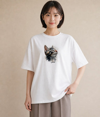 半袖Tシャツ レディース ロシアンブルー 猫 ねこ イラスト 旅行コーデ 敬老の日 ホワイトデー 白T