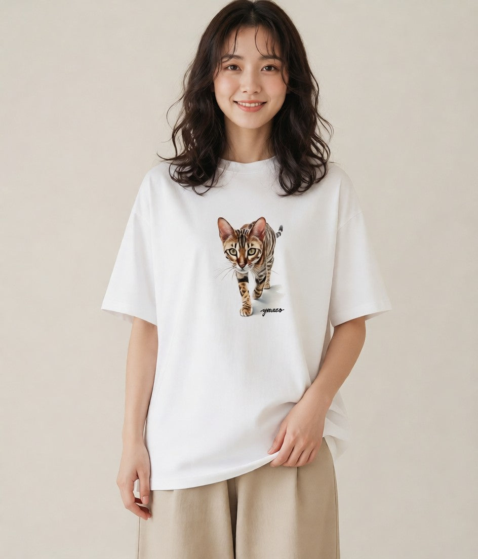 プリントTシャツ レディース キジトラ 猫 ねこ イラスト シンプル レイヤード 友達ギフト 白T