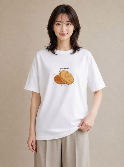 半袖Tシャツ レディース パン 食べ物 フード イラスト ポップ 敬老の日 ホワイトデー 白T