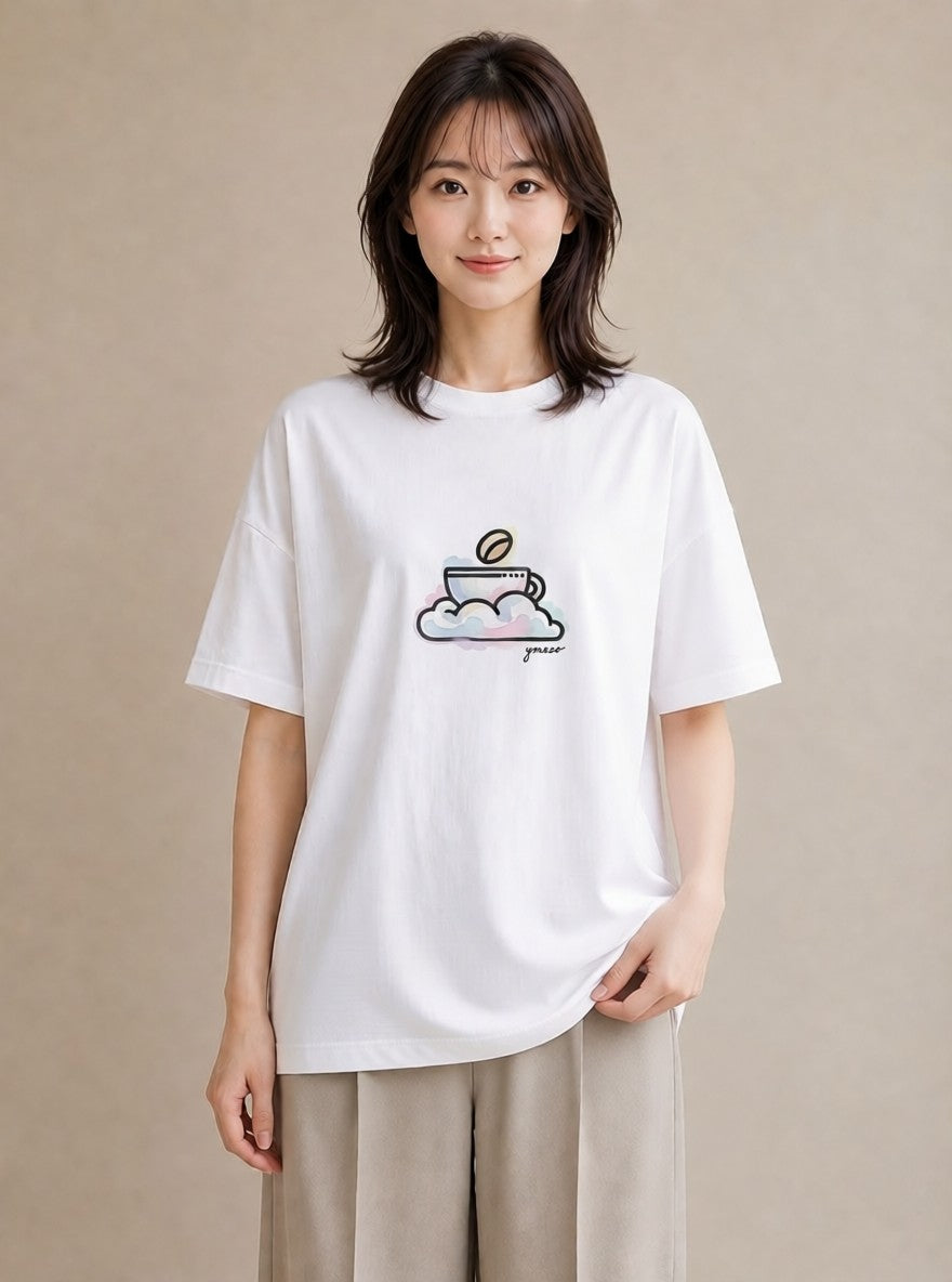 Tシャツ レディース コーヒー カフェ 珈琲 イラスト カフェコーデ クリスマス 旅行 白T