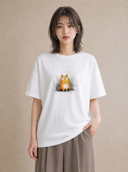 半袖Tシャツ レディース マンチカン 猫 ねこ イラスト ユニーク 春コーデ 姉妹 白T