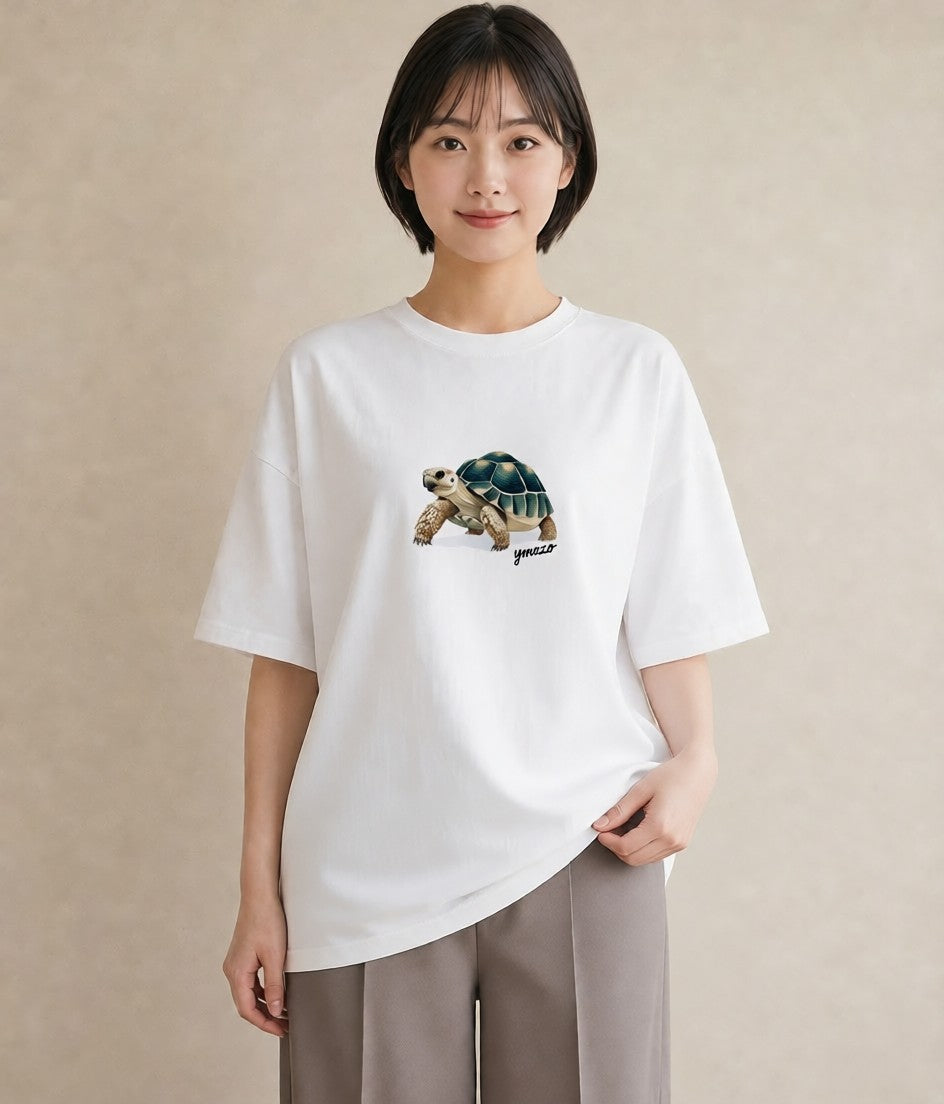 Tシャツ レディース ウミガメ 海の生き物 海 イラスト 休日コーデ 自分用 ルームウェア 白T