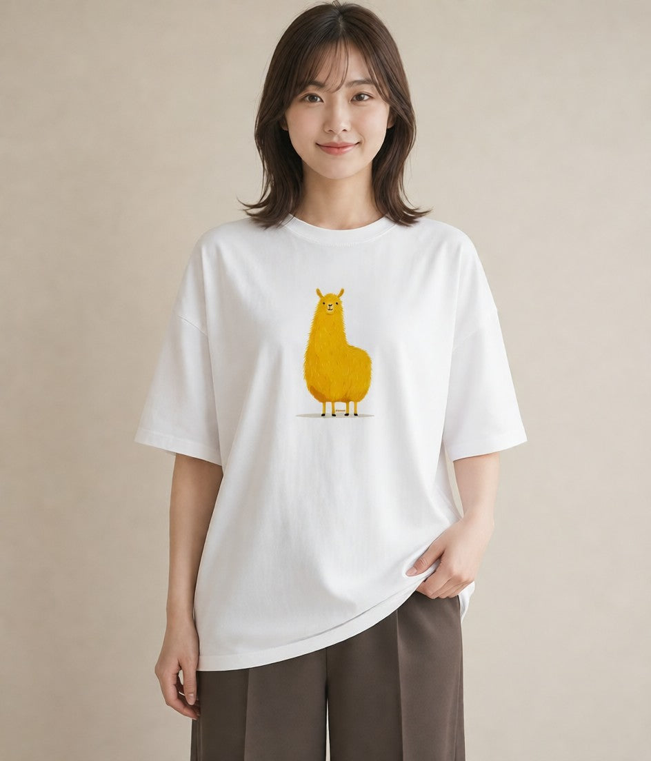 Tシャツ レディース アルパカ 動物 アニマル イラスト ゆるかわ ホワイトデー 春服 白T