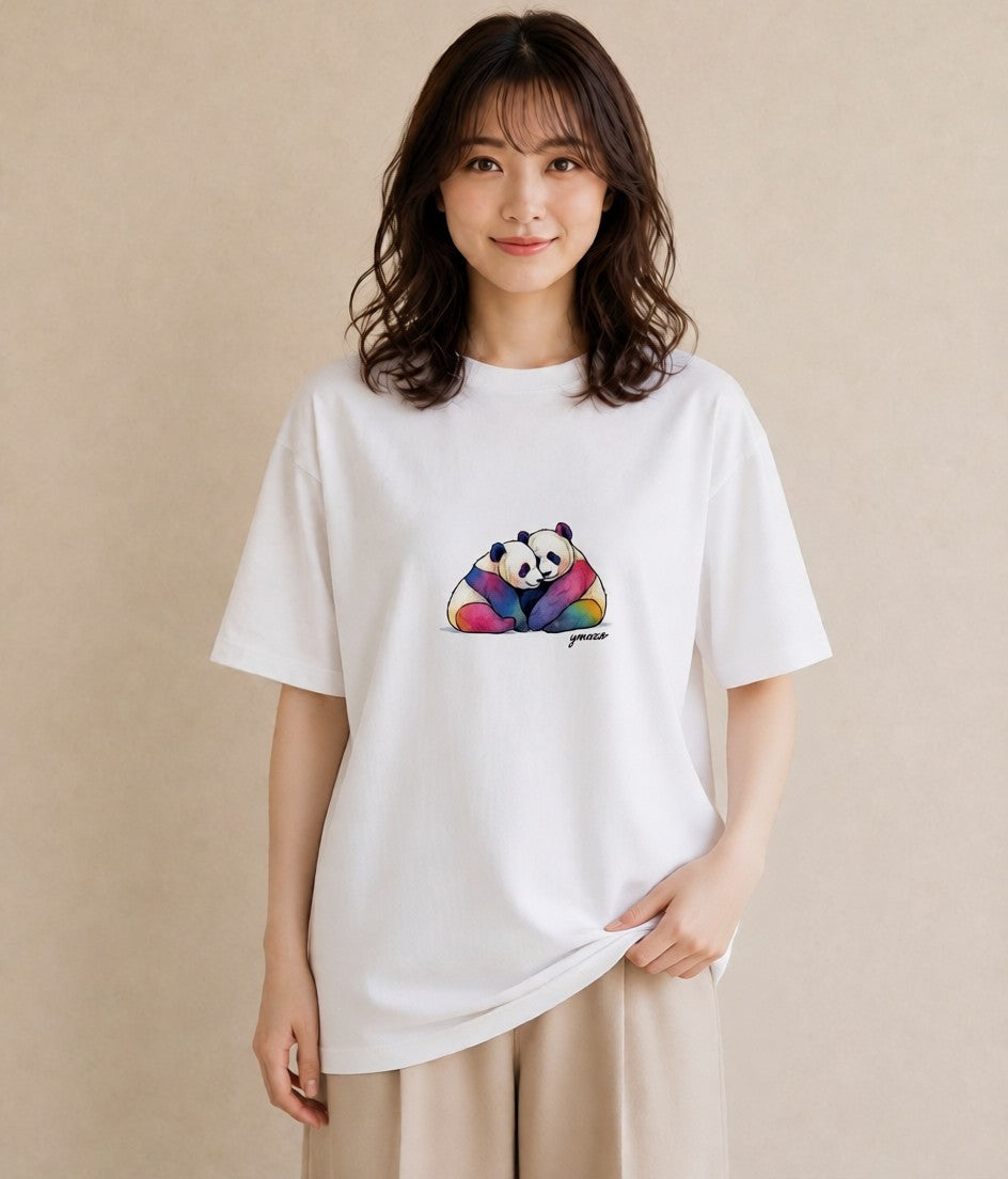 Tシャツ レディース パンダ 動物 アニマル イラスト ボタニカル 社会人 女性 白T
