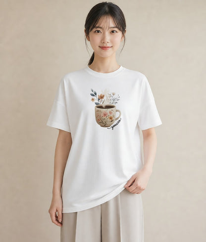 グラフィックTシャツ レディース ココア 食べ物 フード イラスト ボタニカル お出かけ 普段着 白T