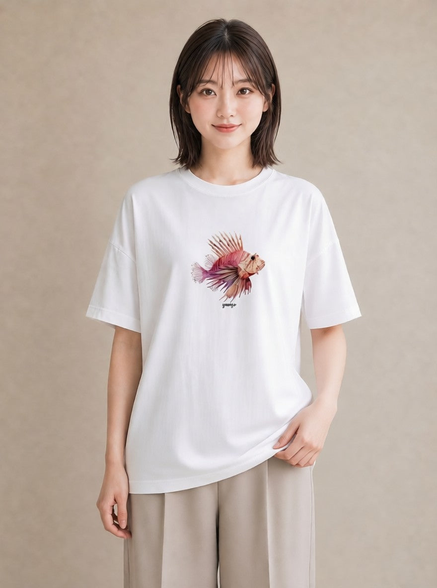グラフィックTシャツ レディース ベタ ペット 動物 イラスト 個性的 20代 カジュアルコーデ 白T