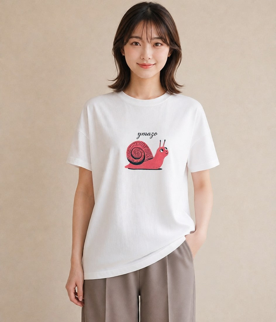 Tシャツ レディース かたつむり 昆虫 虫 イラスト フェミニン 部屋着 女性向けギフト 白T
