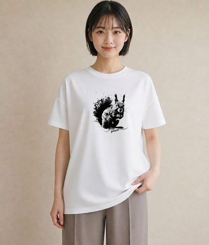 グラフィックTシャツ レディース リス ペット 動物 イラスト レトロ 女性向けギフト 散歩 白T