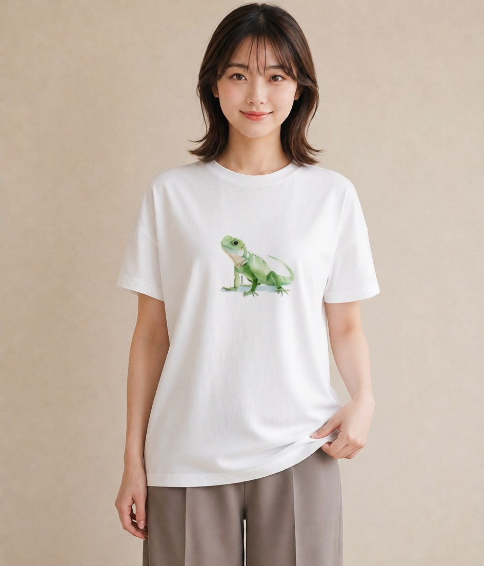 Tシャツ レディース アマガエル ペット 動物 イラスト ボタニカル 母娘コーデ 自分用 白T