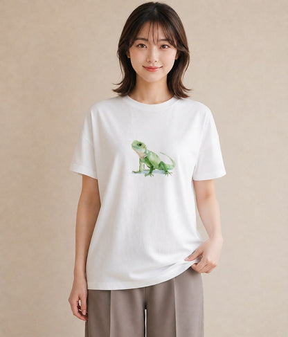 Tシャツ レディース アマガエル ペット 動物 イラスト ボタニカル 母娘コーデ 自分用 白T
