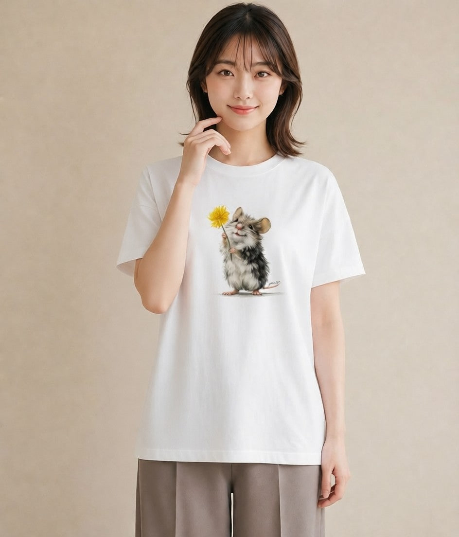 半袖Tシャツ レディース ハムスター ペット 動物 イラスト ガーリー ビーチ デイリーウェア 白T