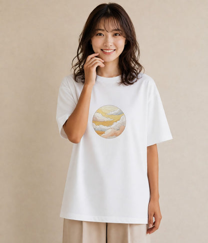 半袖Tシャツ レディース 太陽 星空 宇宙 イラスト 抜け感 母の日 ビーチ 白T