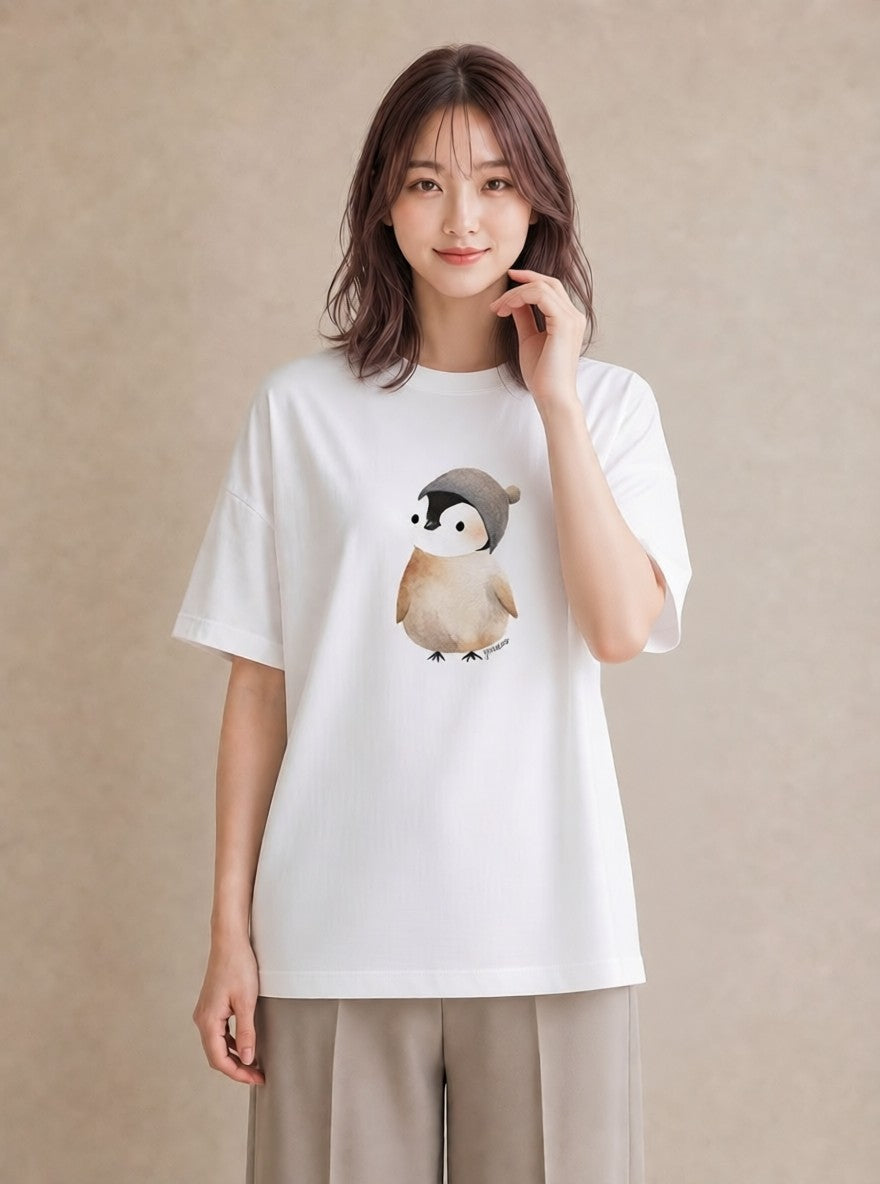 グラフィックTシャツ レディース ゴマフアザラシ 動物 アニマル イラスト 韓国風 女性向けギフト 散歩 白T