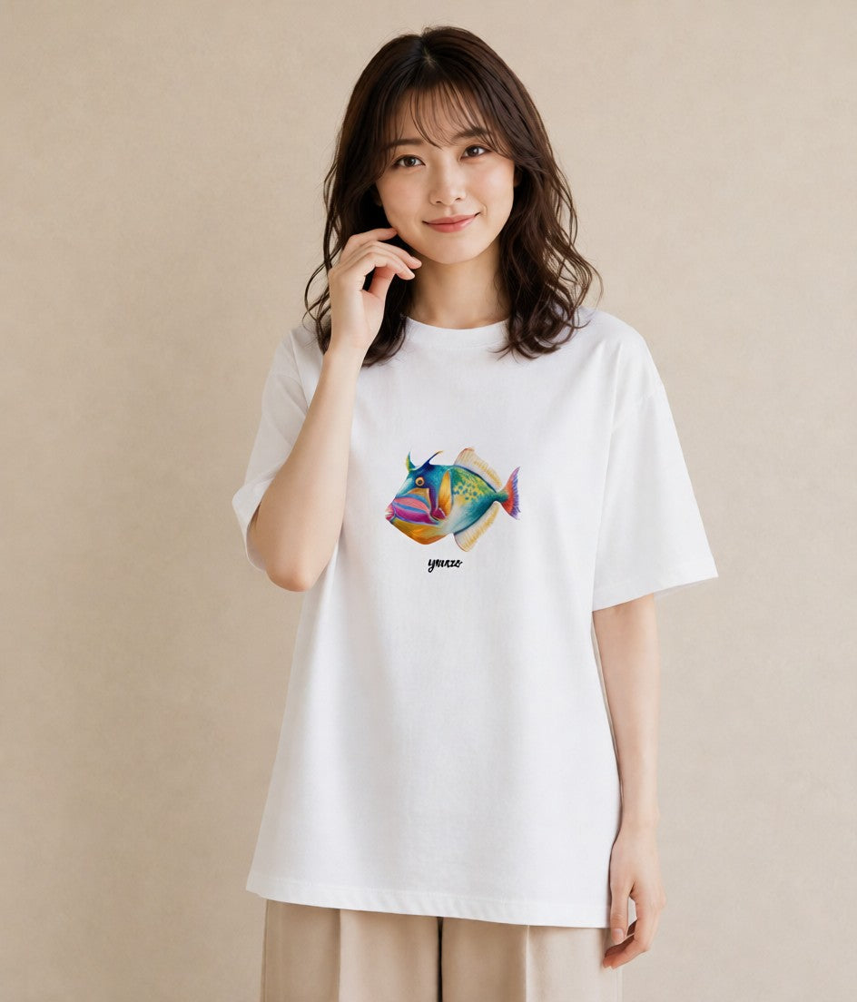 グラフィックTシャツ レディース カクレクマノミ 海の生き物 海 イラスト シンプル 公園 ママ 白T