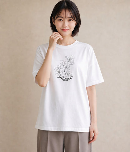 半袖Tシャツ レディース さくら 桜 桜の枝 イラスト ユニーク 公園 ママ 白T