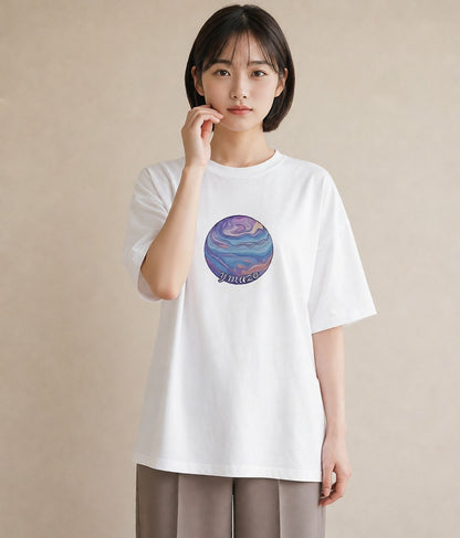 Tシャツ レディース プラネット 星空 宇宙 イラスト 北欧風 20代 カジュアルコーデ 白T