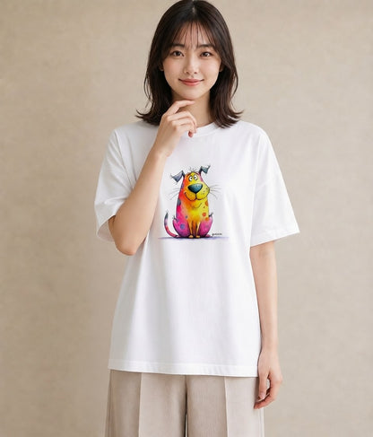 デザインTシャツ レディース ぶち猫 猫 ねこ イラスト シンプル 姉妹 送別ギフト 白T