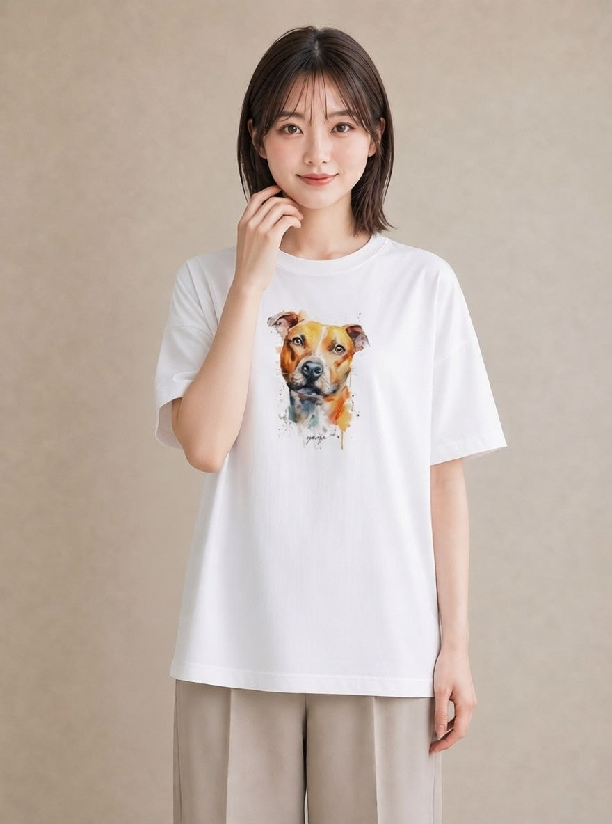 グラフィックTシャツ レディース ミックス犬 犬 いぬ イラスト 韓国風 お揃い 親子 白T