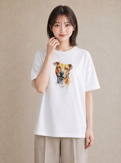 グラフィックTシャツ レディース ミックス犬 犬 いぬ イラスト 韓国風 お揃い 親子 白T
