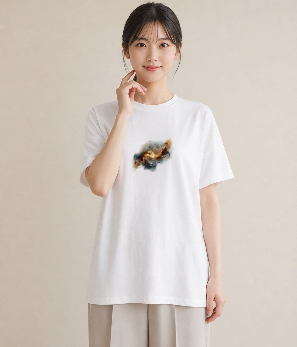 半袖Tシャツ レディース 天の川 星空 宇宙 イラスト 上品 20代 カジュアルコーデ 白T