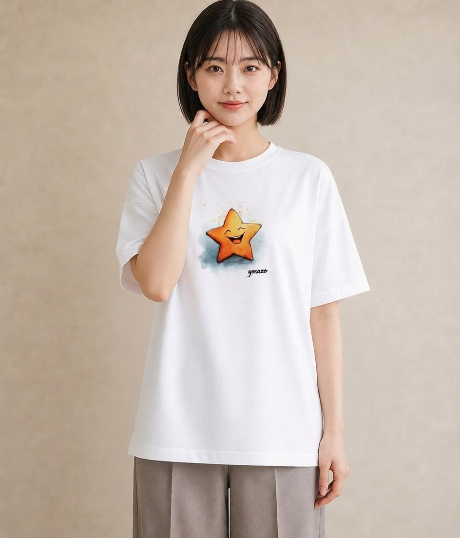 デザインTシャツ レディース スター 星空 宇宙 イラスト 帰省 ラフ 白T