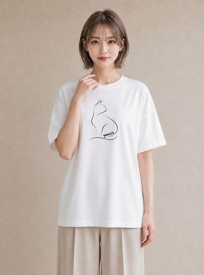 グラフィックTシャツ レディース 猫 ねこ ネコ イラスト ニュアンス デート 帰省 白T