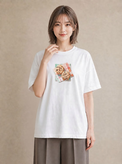 グラフィックTシャツ レディース マカロン 食べ物 フード イラスト 上品 散歩 お出かけ 白T