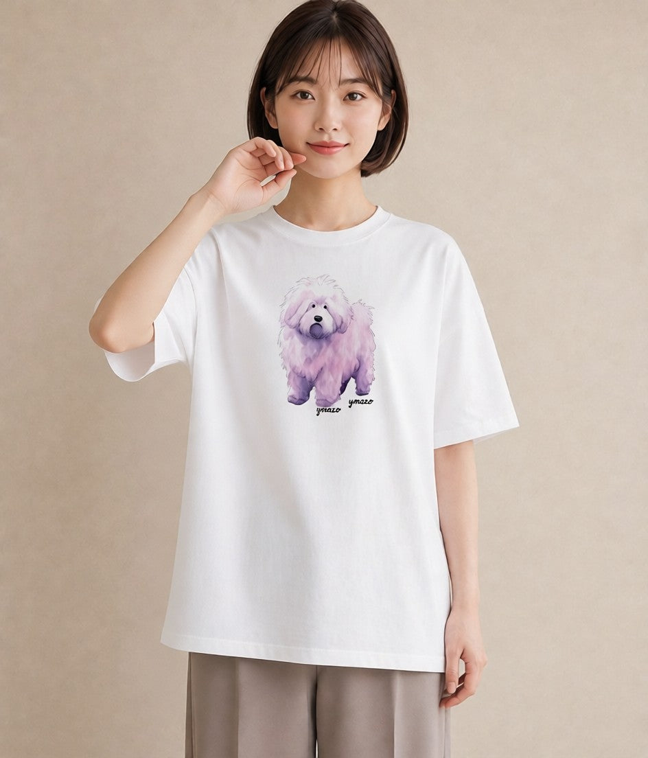 Tシャツ レディース ビションフリーゼ 犬 いぬ イラスト 可愛い ギフト 母の日 白T