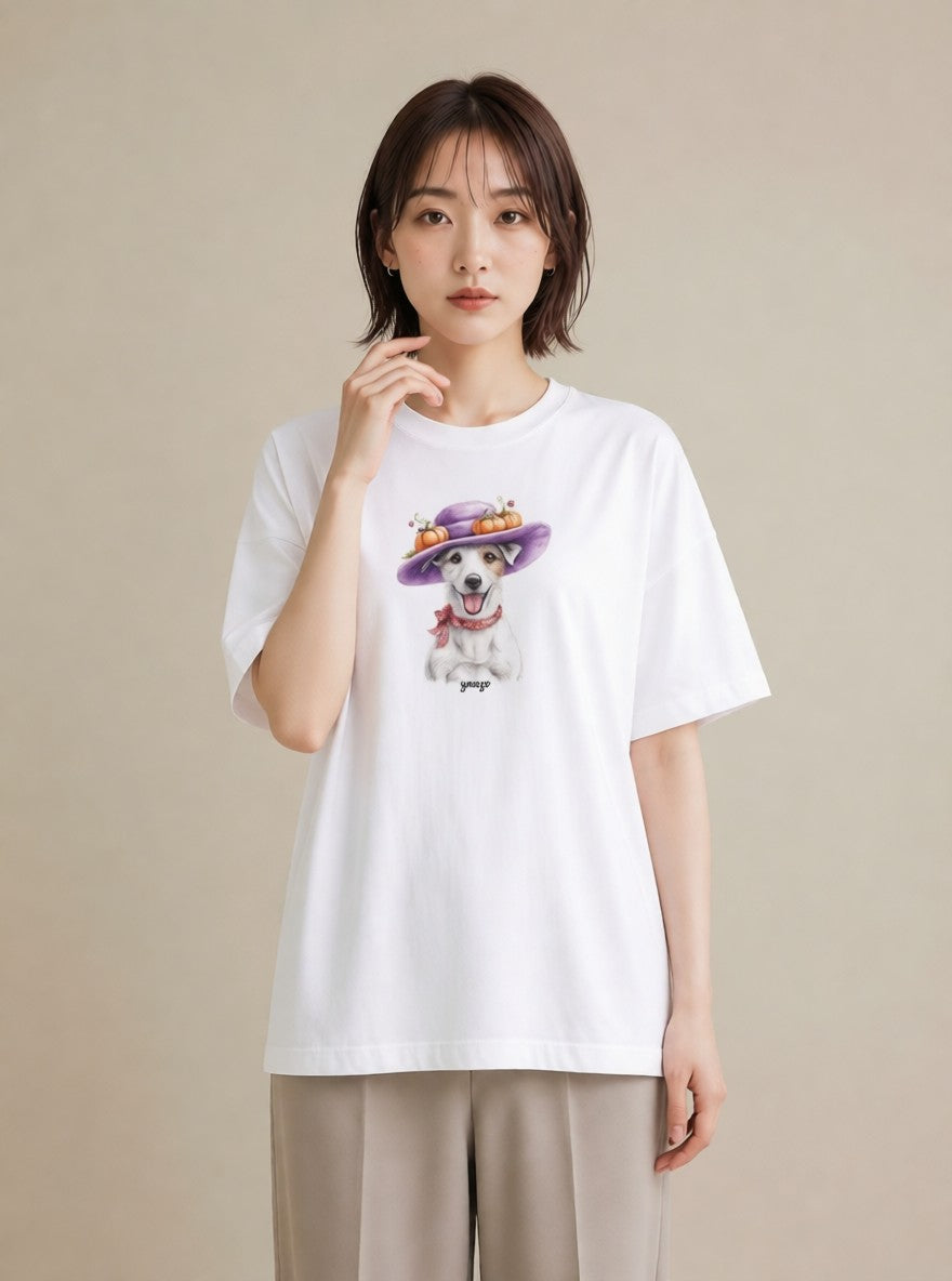 半袖Tシャツ レディース ジャックラッセルテリア 犬 いぬ イラスト カジュアル 女性向けギフト 散歩 白T