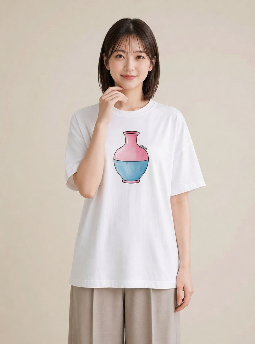 半袖Tシャツ レディース ガラス瓶 小枝 ボタニカル ナチュラル アンティーク イラスト カジュアル ママ カフェ服 白T