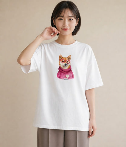 デザインTシャツ レディース 柴犬 しばいぬ 犬 いぬ イラスト シック 姉妹 送別ギフト 白T