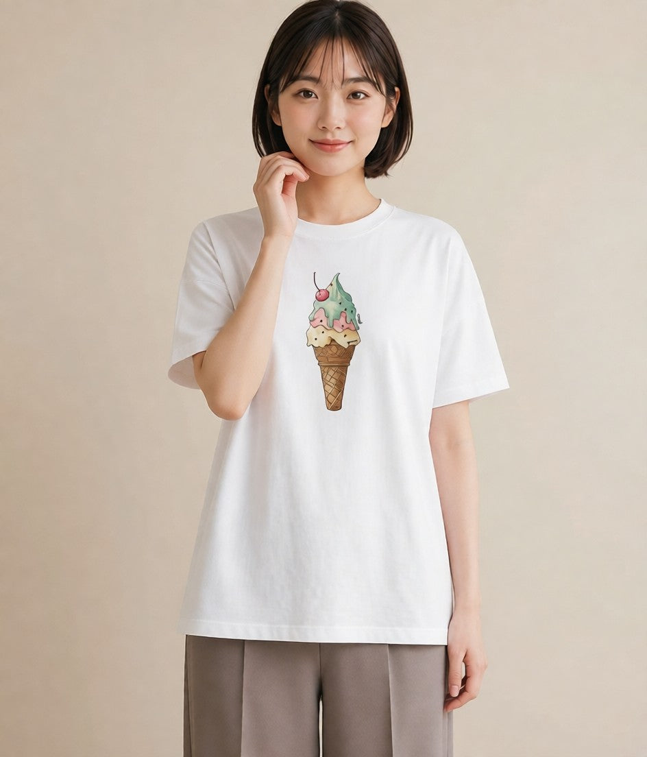 プリントTシャツ レディース マカロン 食べ物 フード イラスト ゆるかわ 旅行用 海 白T